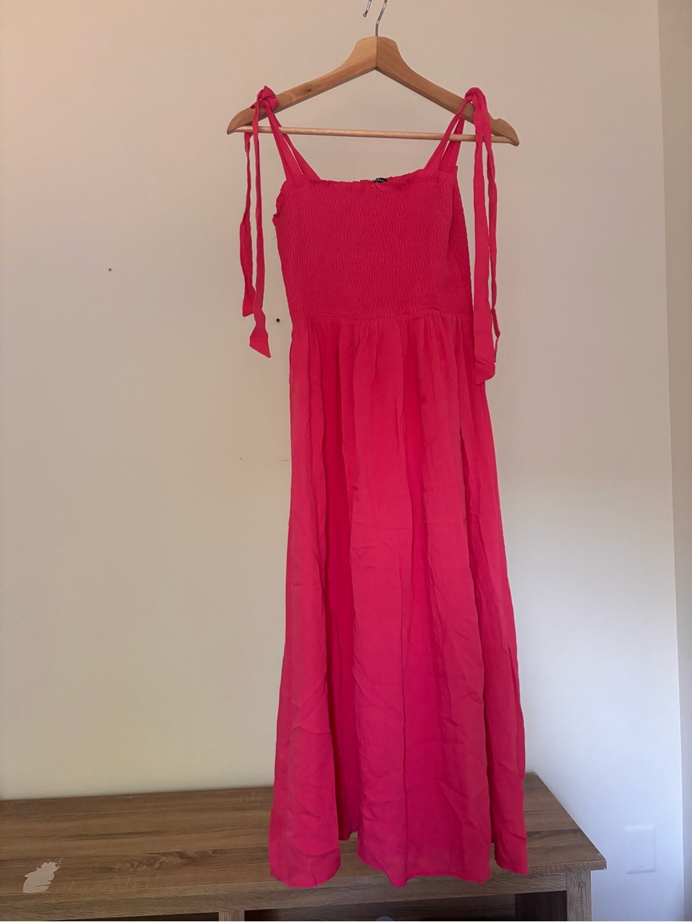 Lulu's Hot Pink Tie-Shoulder Maxi Dress